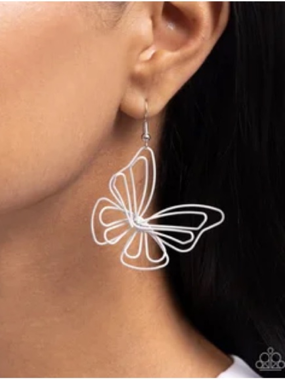 Delicate Silver Butterfly Wire Drop Earrings